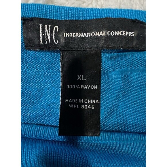 INC International Concepts Women's Blue Floral Sequin Knit Top Size XL - Picture 6 of 7